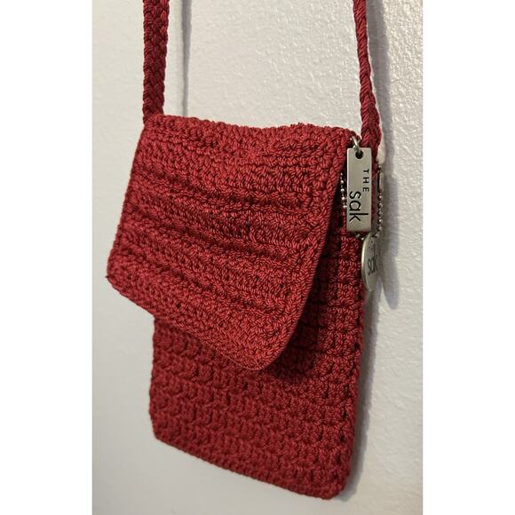 The Sak Crochet Mini RED Crossbody Shoulder Purse Bag 7" × 5.5" Boho Festival - Picture 2 of 8